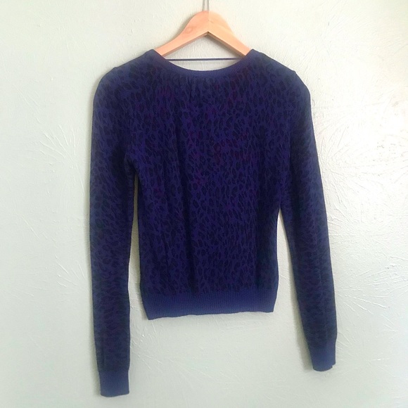 Navy Blue Leopard Print Button Front Cardigan H&M size 4 - Picture 5 of 5